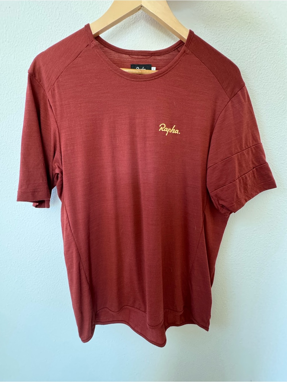 Rapha Rust Red Short Sleeve Tee with Gold Logo